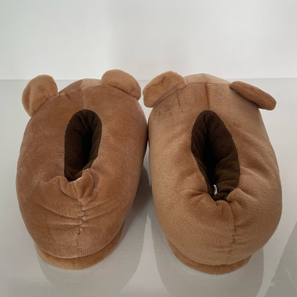 Kids Teddy Bear 🧸 Plush Slippers - Tan & Brown - Picture 8 of 8